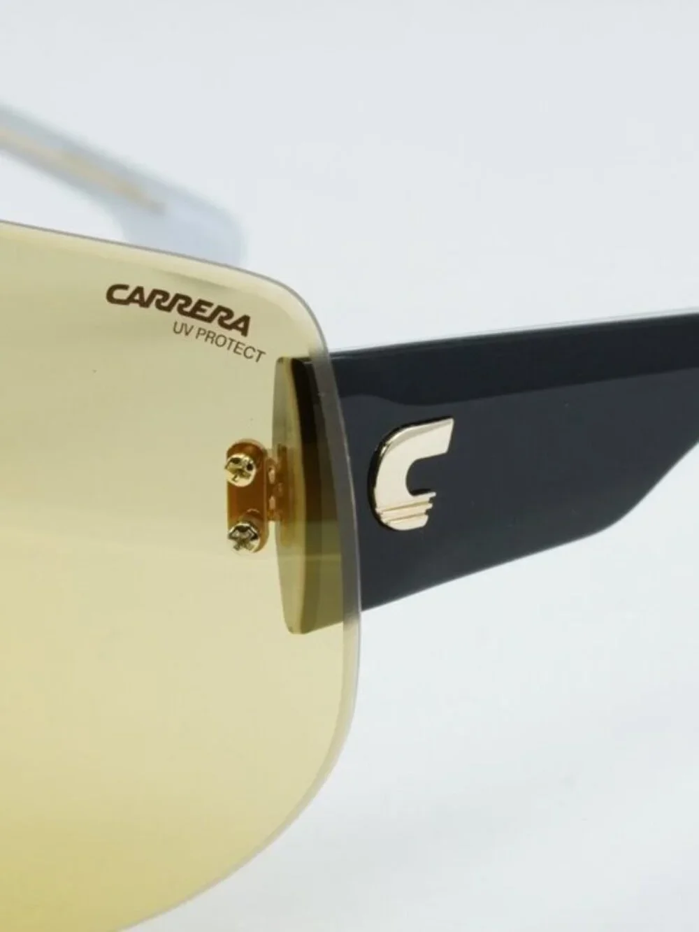 Carrera FLAGLAB 12 04CW ET Rimless Shield Sunglasses - Black / Yellow